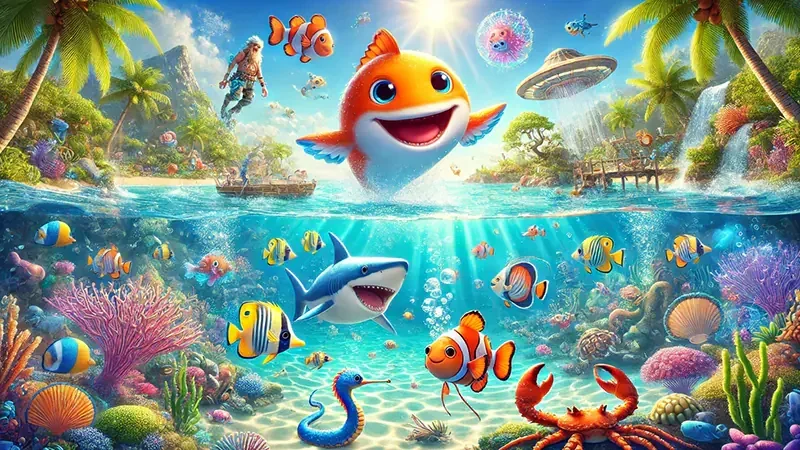 Tampilan permainan tembak ikan CAIRBOS dengan suasana bawah laut